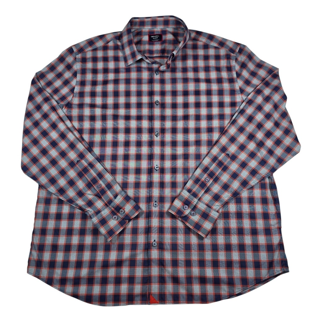 UNTUCKit Blue/Orange Plaid Performance Stretch L/S Button-Down Shirt- Men's XXL
